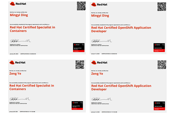 恭喜達內教育講師榮獲紅帽O(jiān)penshift應用開發(fā)認證第一人