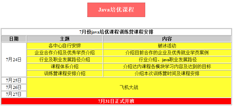 java培優(yōu)免費(fèi)課程表